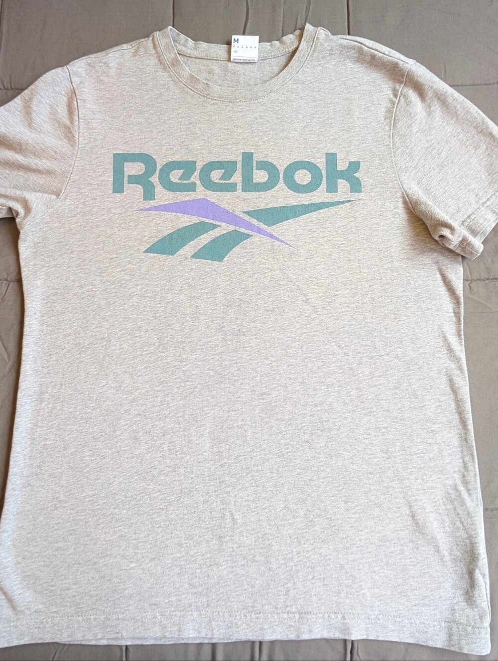 Reebok Gray Tee with Teal & Purple Logo